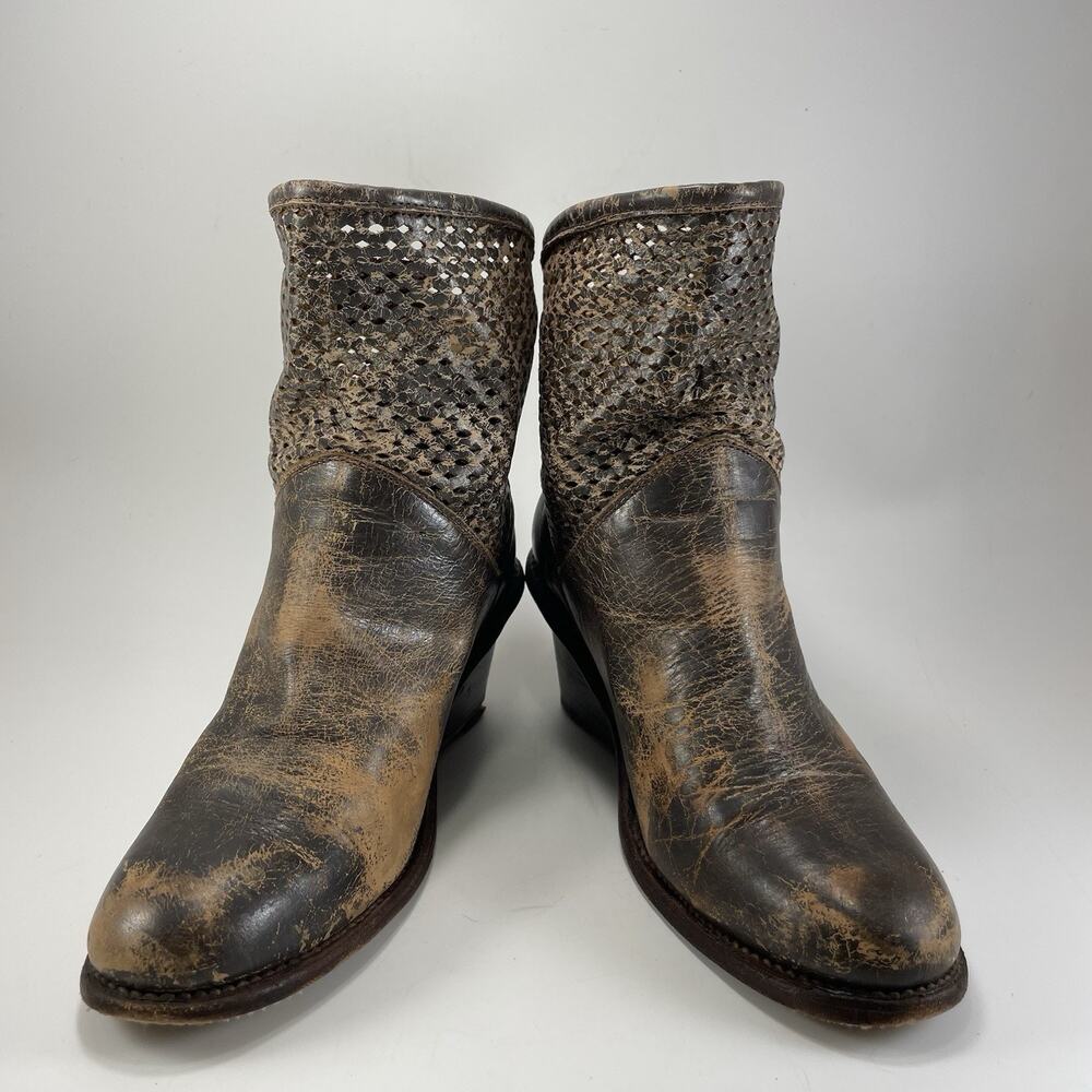 Bed Stu Cobbler Series Womens 9.5 Brown Distressed Leather Wedge Ankle Boots - Picture 13 of 14